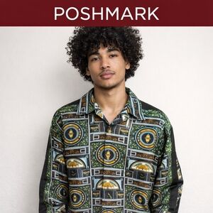 Faux‎ Silk Luxe Pajama Vibe  button down L